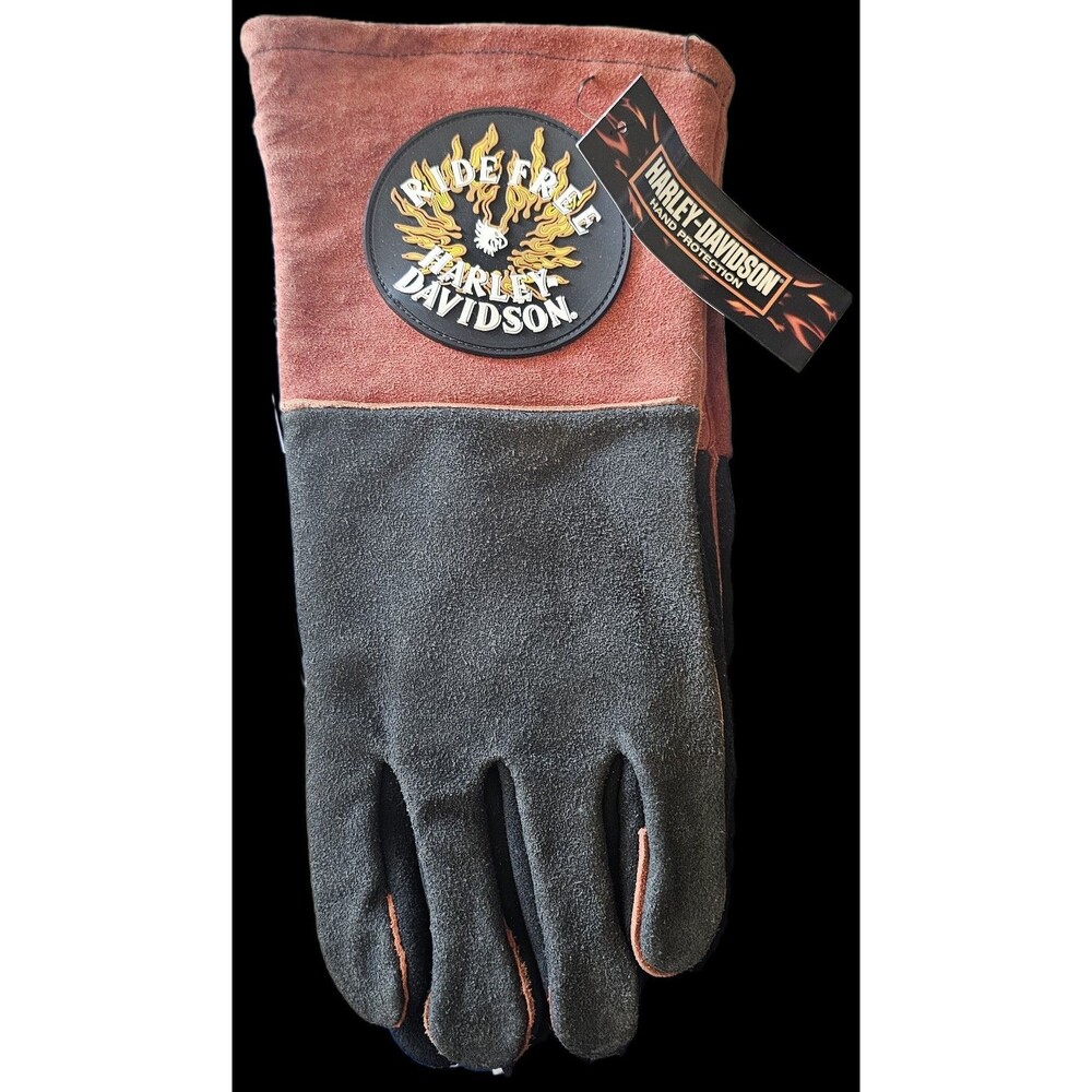 Harley Davidson Motorcycle *Gauntlet * Welding Gloves *Leather *Eagle *L